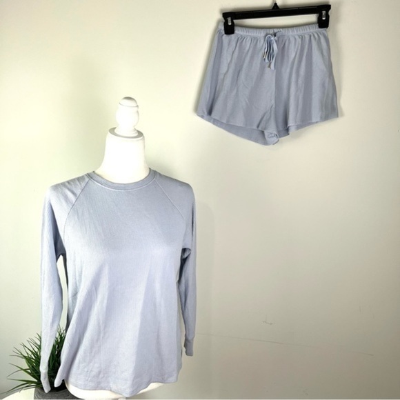 Honeydew Pajama Set Shorts Womens Blue Waffle Long Sleeve Size XS - Picture 3 of 7